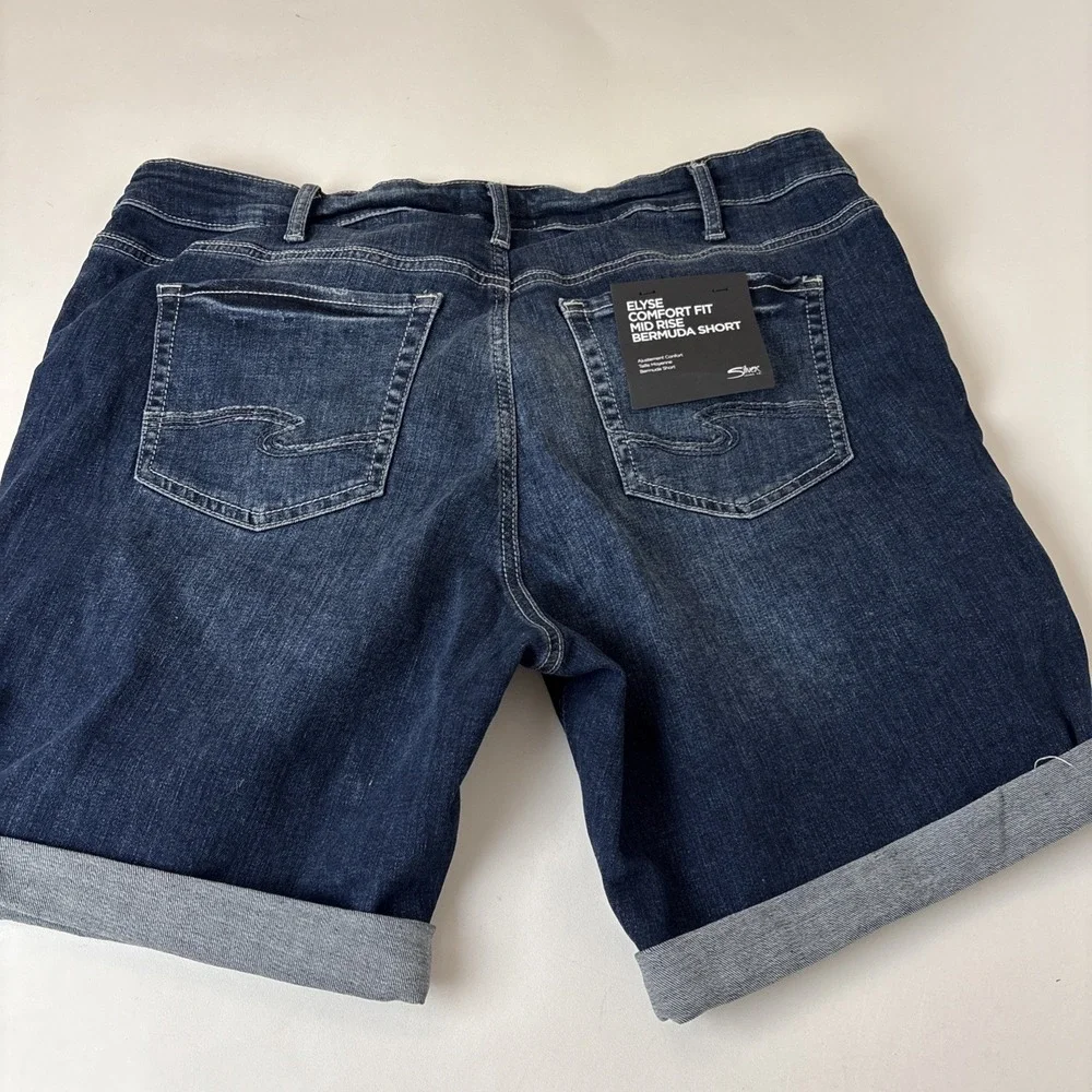 Silver Jeans Co Suki Bermuda Women's Blue Denim Shorts Size 18 New - Picture 12 of 14